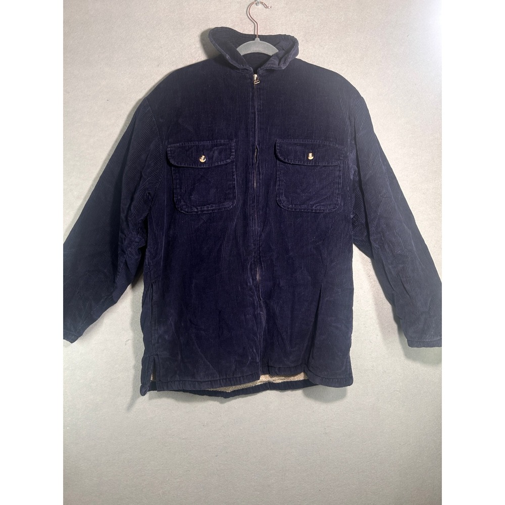 High Sierra Mens Navy Blue Corduroy Sherpa Lined Full Zip Jacket Size Medium